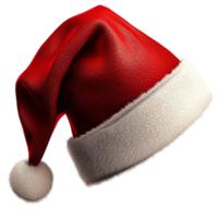 Red Santa hat with fluffy white trim and a pompom looks festive png