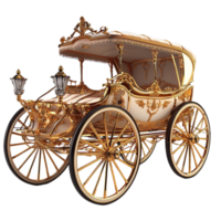 Luxurious royal carriage with golden details and intricate craftsmanship stands ready for a ride png
