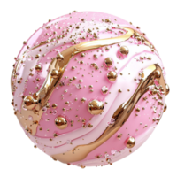 Pink chocolate truffle with gold sprinkles and a glossy surface shines with a luxurious appearance png