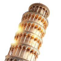 Leaning Tower of Pisa tilts gracefully with white stone under a clear sky png