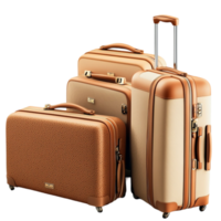 Brown suitcases stack neatly prepared for an exciting journey png
