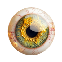Realistic eye glows with golden iris and green hues revealing deep emotion png