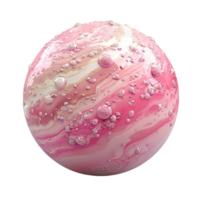 Swirled pink and white glossy sphere with bubbles looks andistic png