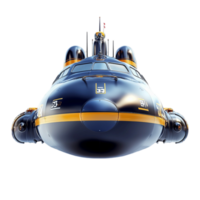 Futuristic navy blue submarine with antennas looks advanced and powerful png