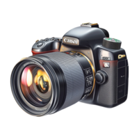 Professional DSLR camera with a large lens looks hightech and ready for graphy png