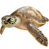 Green sea turtle with a patterned shell and strong flippers looks calm and steady png