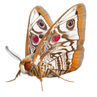 Detailed moth with brown wings and eyelike patterns looks delicate and lifelike png