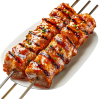 Grilled meat skewers with seasoning look and juicy png