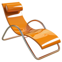 Orange lounge chair with a metal frame looks comfortable and png