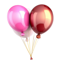 Floating pink and red helium balloons with thin strings look festive and cheerful png