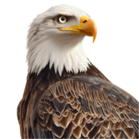Bald eagle with a sharp gaze and white head looks fierce and determined png