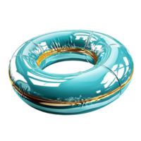Shiny inflatable swimming ring in a blue color with golden edges looks fun and summery png