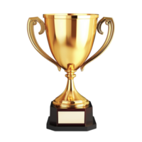 Golden trophy with handles and a black base looks prestigious and shiny png