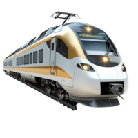 Highspeed bullet train with a streamlined white and gold body looks fast and advanced png