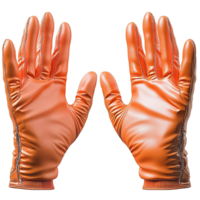 Shiny orange gloves with a texture look and protective png