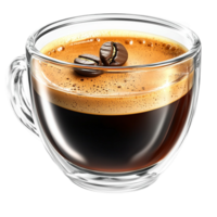Steaming cup of espresso with coffee beans looks and inviting png