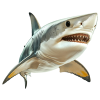 Fierce great white shark with sharp teeth looks powerful and intimiting png