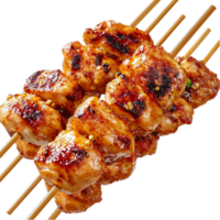 Juicy grilled chicken skewers with glaze look smoky and flavorful png