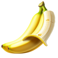 Ripe banana is peeled halfway with a yellow curved shape png