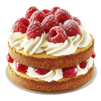 Raspberry and cream sponge cake looks and inviting png