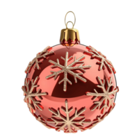 red Christmas ornament sparkles with golden snowflake patterns png