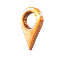 Golden location pin with a reflective surface floats in miir png
