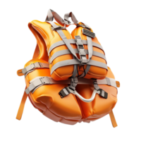 orange life jacket with adjustable straps is neatly arranged png