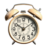 alarm clock with a golden frame shows the time clearly png
