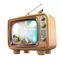 Retro television with an antenna displays a nostalgic scene png