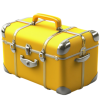 yellow suitcase with metal locks and reinforced corners designed for secure travel png