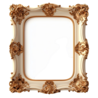 Ornate antique picture frame with intricate gold carvings and a baroque design png
