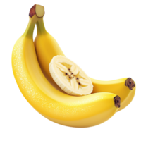 Ripe yellow bananas with one banana partially peeled and sliced png