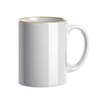 Plain white ceramic coffee mug with a simple handle and glossy finish png