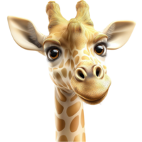 Friendly giraffe with large expressive eyes and a gentle curious expression png
