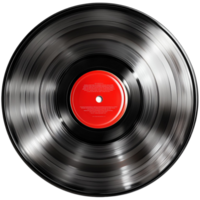 black vinyl record with a red label in the center png