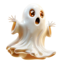Cute floating ghost with wide eyes and an expression of surprise png