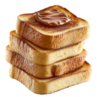 Stack of golden toast with melted butter spread on top png