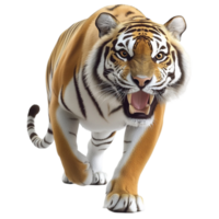 Fierce tiger walking forward with sharp eyes and powerful muscles png