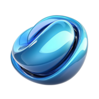 Shiny metallic blue abstract sculpture with a and curved reflective surface png