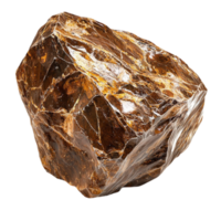 Shiny brown gemstone with a rough irregular shape and a reflective surface png