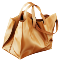 Folded brown paper shopping bag with handles and a slightly crumpled texture png