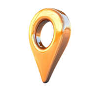 Shiny orange location pin marker with a reflective surface pointing downward png