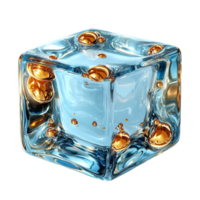ice cube with intricate golden bubbles frozen inside its crystalclear surface png