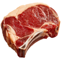 Raw bonein steak with marbling and a deep red color showing quality png