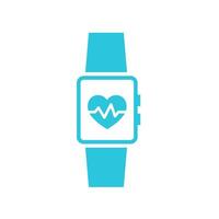 Pulse Tracker Icon, Heartbeat Monitor Watch Design, Isolated on white background. Blue icon set. vector