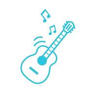Guitar icon. Isolated on white background. Blue icon set vector