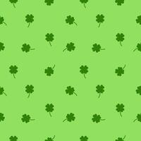 Lucky Four leaf green clovers, seamless pattern, Background texture vector
