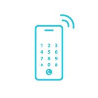 Modern Smartphone with Keypad icon, Isolated on white backgrouns, Blue icon set vector