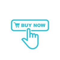 Simple Buy now button. Isolated on white. Blue icon set. vector