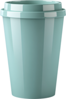 Close-up of an isolated, reusable travel mug in a calming light turquoise color, perfect for taking beverages on the go in an eco-friendly style. png